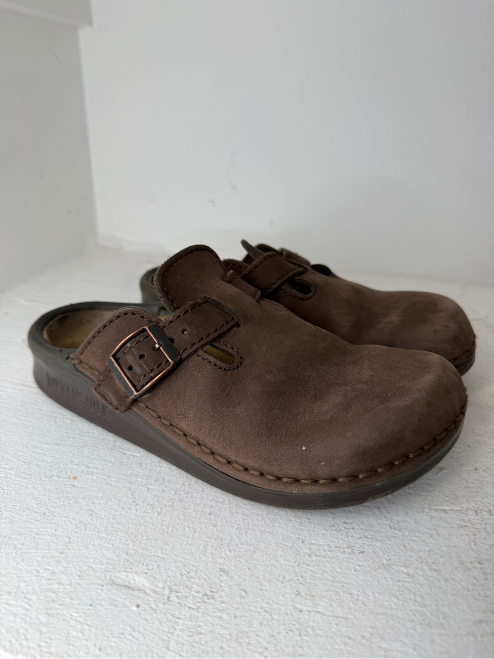 Birkenstock Women’s Boston Suede Clog in Dark Brown